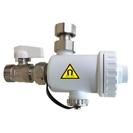 Defangatore Magnetico Sotto Caldaia Plastica Compatto  Completo Valvola Raccordo